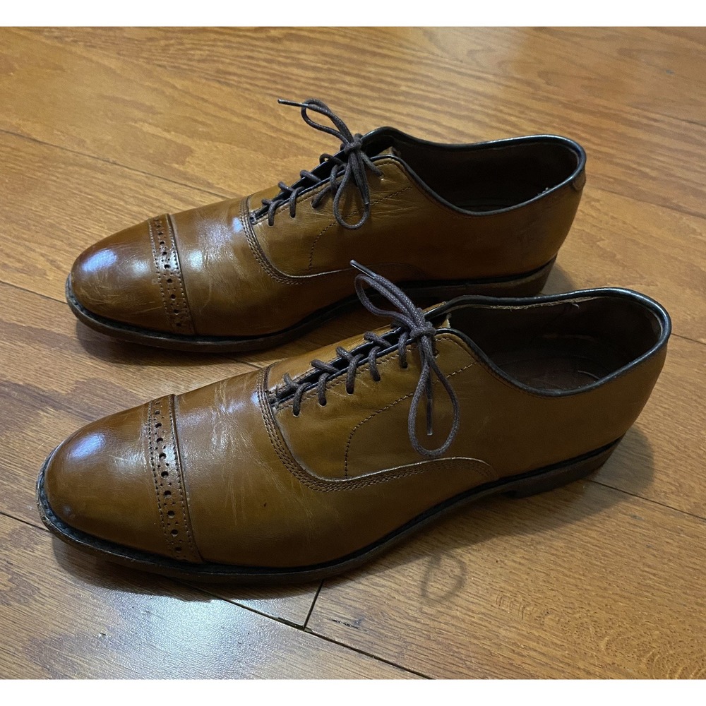 Allen‎ Edmonds Fifth Avenue Mens 9.5 D Brown Leather Cap Toe Oxford Shoes 5735
